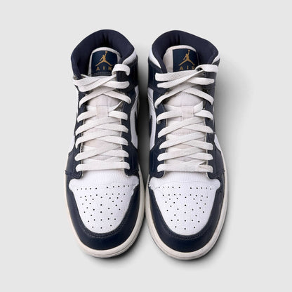 Jordan Air Jordan 1 Mid White Metallic Gold Obsidian, buty sportowe męskie w bardzo dobrym stanie rozmiar 42.5, widok z przodu