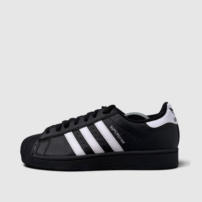 Adidas Superstar II Black White, buty sportowe damskie w bardzo dobrym stanie rozmiar 40 2/3, boczny profil, lewa strona